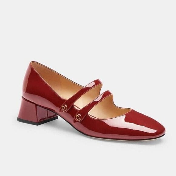 Coach Women's Ruby Double Strap Mary Jane Flat Pumps Closed Square Toe - Picture 1 of 6